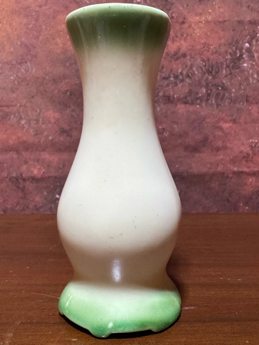 VINTAGE MINI CERAMIC BUD VASE WITH APPLIED PINK ROSE 6”